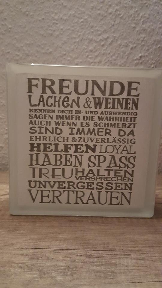 Glasbaustein Beleuchtet mit Spruch Freunde Etsy