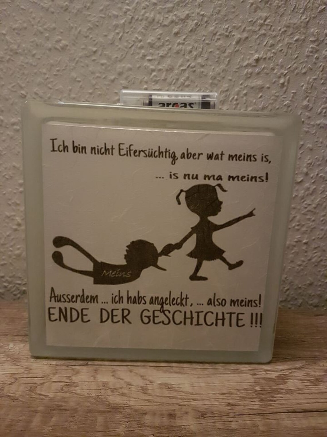 Glasbaustein Beleuchtet mit Was meins ist meins Etsy