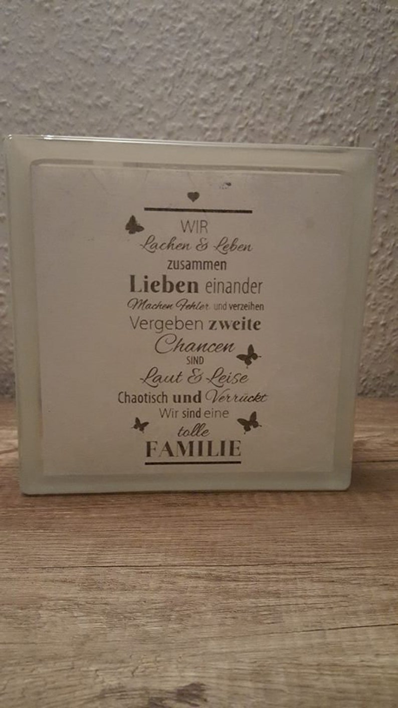 Glasbaustein Beleuchtet mit Spruch Familie 2 Etsy