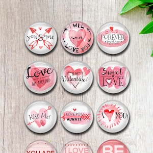 Rosa Liebe Cabochon, Valentinstag Liebe Druckknopf Schmuck Charme, 10-40mm Liebe Foto Glas Kuppel Cabochon, DIY Snap Schmuck (FJ200)