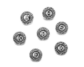 26pcs A-Z Initials Snap button,Letter Snap Button,Name Monogram Snap charm fits 18-20mm,Magnolia & Vine DIY Snap Jewelry Findings (MB01-1）