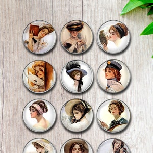 Cabochon meisje, Victoria Lady glazen koepel met foto, 10 mm 12 mm 14 mm 16 mm 18 mm 20 mm 25 mm 30 mm 35 mm 40 mm Handgemaakte camee met glazen koepel (FJ262）)