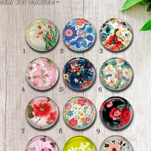 Cabochon floreale, bottone a pressione fiore di tulipano, ciondolo per gioielli Daisy Snap, cabochon fotografico con cupola di vetro a forma di fiore da 10-40 mm per risultati di gioielli fai da te (FJ292）