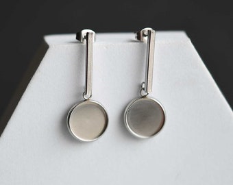 Pendientes colgantes minimalistas de acero inoxidable, base de cabujón de 8 mm, 10 mm, 12 mm, 14 mm y 25 mm, bandejas de bisel para pendientes con dijes - BXG05