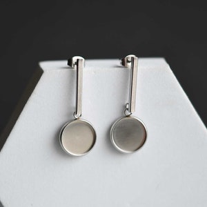 Minimalism STAINLESS STEEL Dangle Earrings Blanks, 8mm 10mm 12mm 14mm -25mm Cabochon Drop Earrings Base, Charm Earrings Bezel Trays - BXG05