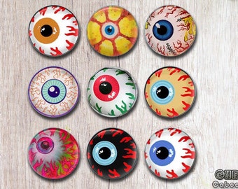 Eyeball cabochon,Bloody Eye Image glass dome ,10mm 12mm 16mm 25mm 40mm Halloween Evil eyeball glass cameo,DIY Doll Eye Photo Beads (FJ214）