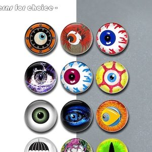 Eyeball Cabochon, Scary Eyeball Snap Button, Bloody Eye 10mm 12mm 14mm 16mm 18mm 20mm 25mm 30mm 35mm 40mm image dôme en verre cabochon (FJ260)