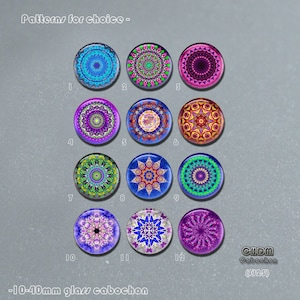 Cabochon mandala, dôme en verre mandala yoga namaste, 10 mm 12 mm 14 mm 16 mm 18 mm 20 mm 25 mm 30 mm 35 mm 40 mm perles camées en verre florales (FJ25）