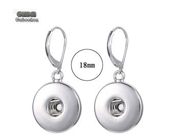 18mm Snap Button Dangle Earrings,DIY Ear Studs for 18MM/20MM Ginger Snap Button Jewelry,Noosa Style Snap Button Earrings Findings Accessory