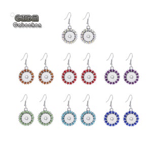 1 pair Snap Button Dangle EarringsDrill Crystal Earrings for 12MM Ginger Snap Button Jewelry,Noosa Style,Stainless steel Earrings Accessory