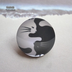 Liebeskatzen-Cabochon, Snogged-Katzen-Ingwer-Druckknopfschmuck im Tai-Chi-Muster, schwarz-weiße Katzenglaskuppel in 10–40 mm, DIY-Schmuckzubehör