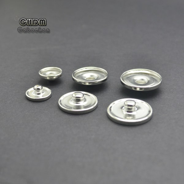 Base de boutons-pression vierges en gros en 12/18/20 mm pour bijoux cabochon photo 10/16/18 mm, breloques pour bijoux à pression DIY, 3 tailles au choix -ASB01