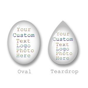 Aangepaste cabochon, gepersonaliseerde ovale traanvormige glazen koepel, pas uw glazen koepelcabochon met foto of tekst aan