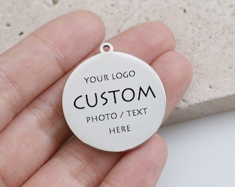 Niestandardowe zawieszki ze stali nierdzewnej, personalizowana okrągła zawieszka grawerowana laserowo, zawieszka z logo 6 mm/8 mm/10 mm/12 mm/16 mm/18 mm/20 mm/25 mm/30 mm - BXG26