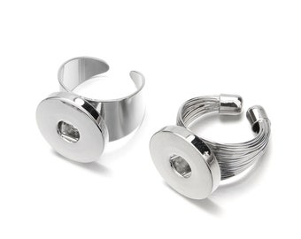 18mm Snap Ring,Adjustable Snap Button Rings,Fits 18mm/20mm Snap Button,Silver Ginger Snap Button Jewelry,Wedding Jewelry Findings (RI05)