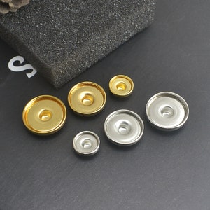 Base per bottoni automatici vuoti in argento e oro all'ingrosso, ciondoli a pressione da 12/18/20 mm, 3 dimensioni a scelta, bottoni automatici in zenzero dorati, accessori per bottoni automatici da 12 mm -ASB03