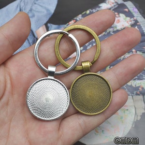 25mm keychain blanks base,1 in keyring,1" Round photo keychain kits,Silver Keyring, Brass Car Key holder,DIY jewelry findings (ACC04)