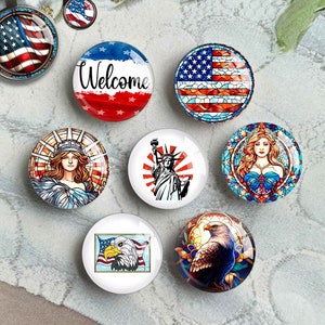 Patriottische cabochon, 4 juli afbeelding Glazen koepel, gebrandschilderd glas foto cameo, 10 mm 12 mm 14 mm 16 mm 18 mm 20 mm 25 mm 30 mm 35 mm 40 mm (FJ4184)