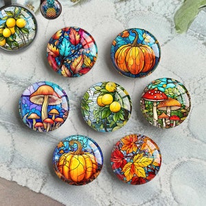 Cabochon di limone, immagine di fungo, cupola di vetro, cammeo di immagine in vetro colorato, 10 mm, 12 mm, 14 mm, 16 mm, 18 mm, 20 mm, 25 mm, 30 mm, 35 mm, 40 mm ciondoli (FJ3822)