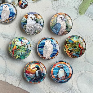 Cabochon hibou blanc, image cocktail Dôme en verre, camée image oiseaux, 10 mm 12 mm 14 mm 16 mm 18 mm 20 mm 25 mm 30 mm 35 mm 40 mm Breloques en verre (FJ3884)