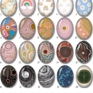 Earthly Tone Dots Oval/Teardrop Cabochon, 10x14mm\13x18mm\18x25mm\20x30mm\30x40mm\40x50mm Rainbow Oval Glass Dome, DIY Picture Jewelry -OV48