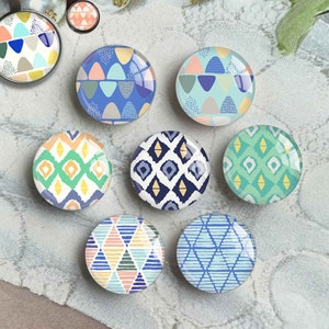 Cabochon con immagine triangolare, cupola in vetro con linee, cammeo con immagine geometrica, ciondoli in vetro da 10 mm, 12 mm, 14 mm, 16 mm, 18 mm, 20 mm, 25 mm, 30 mm, 35 mm, 40 mm (FJ4543)