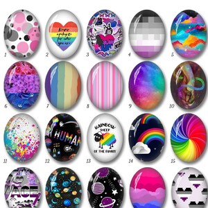 Cabujón LGBT Oval/Lágrima, Orgullo Arco Iris Bisexual 10x14mm\13x18mm\18x25mm\20x30mm\30x40mm\40x50mm Cúpula de Vidrio Ovalada, Joyería de Imagen -OV1613