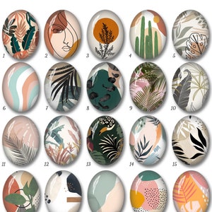 Tropical Leaf Oval/Teardrop Cabochon,Earthly Tone 10x14mm\13x18mm\18x25mm\20x30mm\30x40mm\40x50mm Oval Glass Dome, DIY Picture Jewelry -OV65