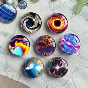 Galaxy Cabochon,Blue Moon image Glass dome, Handmade Picture Cameo, 10mm 12mm 14mm 16mm 18mm 20mm 25mm 30mm 35mm 40mm Glass  (FJ5600 )