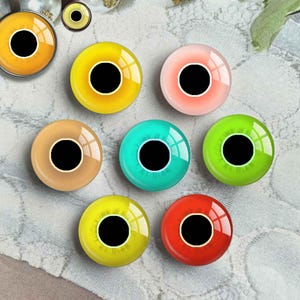 8-10-12-14-16-18-20-25-30mm Cartoon Eyes Cabochon,Doll Eyes image Glass dome, Eyeball Picture Cameo, for toy crafts cat animal eye (FJ5662）