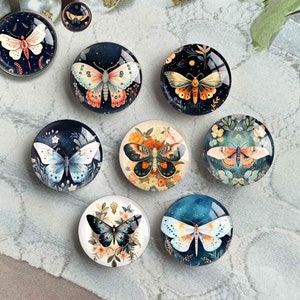 Butterfly Cabochon, Moth image Glass dome, Handmade Picture Cameo, 10mm 12mm 14mm 16mm 18mm 20mm 25mm 30mm 35mm 40mm Glass Jewelry  (FJ5631