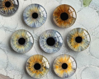 Eyes Irish Cabochon,  8mm to 40mm Glass Eye for Clay toy crafts cat animal eyeball ,14mm Thin Blythe Doll Eyes image Glass dome,  (FJ5652）