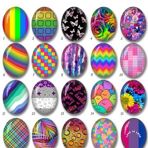 Cabochon LGBT bisexuel ovale/en forme de larme, Rainbow Pride 10 x 14 mm\13 x 18 mm\18 x 25 mm\20 x 30 mm\30 x 40 mm\40 x 50 mm Dôme ovale en verre, bijoux illustrés -OV1611