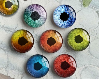 14mm Blythe Doll Irish Eyes Cabochon, Eye Pupil image Glass dome, Eyeball Cameo, 8mm- 40mm Eyes- for Amigurumi Animal Doll Making (FJ5670）