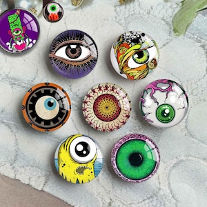 Cartoon Eyes Cabochon, Doll Eyes image Glass dome, Eyeball Picture Cameo, 10mm 12mm  20mm 25mm - 40mm for toy crafts cat animal eye (FJ5659）