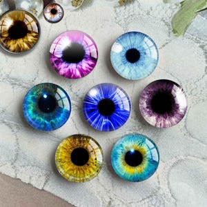Human Eyes Picture Cabochon, 14mm Thin blythe doll Eyes Glass dome, 10mm 12mm 20mm 25mm - 40mm for toy crafts cat animal eye cameo (FJ5656）