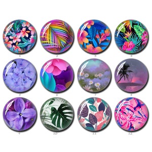 Tropischer Cabochon, Blumenpalmenbild Glaskuppel 10mm 12mm 14mm 16mm 18mm 20mm 25mm 30mm 35mm 40mm Ohrringe Schmuck (FJ977)