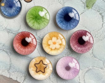 Irish Eyes Cabochon, Doll Eyeball Pupil image Glass dome, 14mm Thin Blythe Eye Chip, 8-40mm Eyes- for Amigurumi Animal Doll Making (FJ6126）