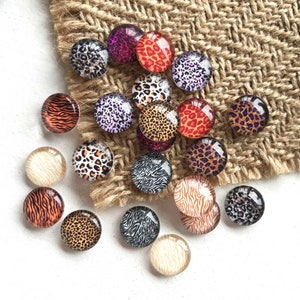 Mixed Leopard Print Cabochon - Animal Print Überraschungstüte - 10 mm 12 mm 14 mm 16 mm 18 mm 20 mm 25 mm 30 mm 35 mm 40 mm Bild Glaskuppel (fd01)