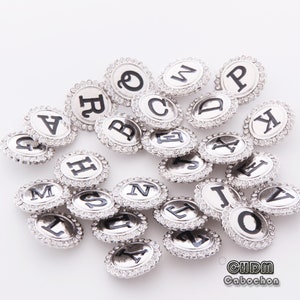 Custom Initials Snap button,Letter A - Z Snap Button,Name Monogram Snap charm fits 18-20mm,Magnolia & Vine DIY Snap Jewelry Findings (MB24）