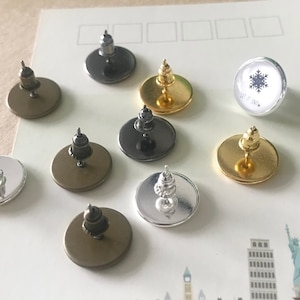 20pcs - Blank Stud Earrings - 10mm 12mm 14mm Glass Dome Cabochon Earring Blanks Bezel ,Stud Blanks,Bezel earring Blanks Earring Posts -ACC01
