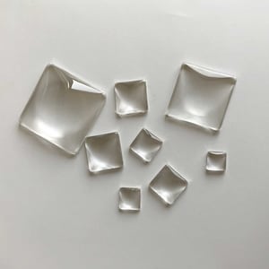 8mm - 40mm Clear Square Cabochon, Transparent glass dome cabochon, clear cab, Flat Back clear glass Cameo for DIY jewelry findings -BL02