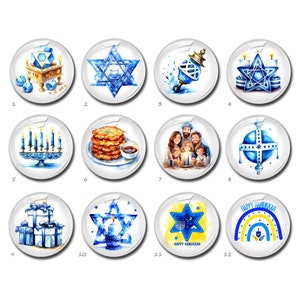 Chanukka-Cabochon, Kerzenbild Glaskuppel, Davidstern-Bild-Cameo, 12mm 14mm 16mm 18mm 20mm 25mm 30mm 35mm 40mm Glasanhänger (FJ3642）