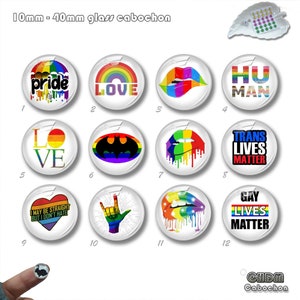 Cabochon de verre LGBT, bouton en verre LGBTQ Gay Lives Matter, charme de dôme de verre aux lèvres dégoulinantes, dôme en verre imgae Rainbow Pride (FJ705)