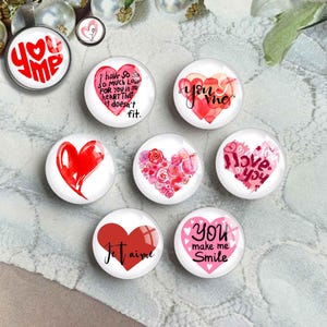 Cabochon a forma di cuore, immagine con citazione di San Valentino, cupola in vetro, cammeo, 10 mm 12 mm 14 mm 16 mm 18 mm 20 mm 25 mm 30 mm 35 mm 40 mm (FJ5563)