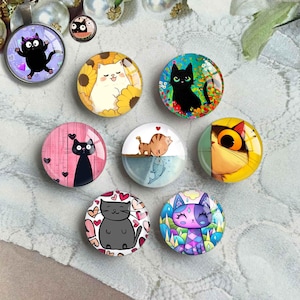 Cartoon Cat Cabochon, Valentine's Day image Glass dome, Handmade Picture Cameo, 10mm 12mm 14mm 16mm 18mm 20mm 25mm 30mm 35mm 40mm (FJ5528 )