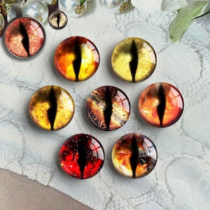 Yellow Eyes Cabochon, Doll Eyes image Glass dome, Eyeball Cameo, 10mm 12mm 14mm 20mm 25mm - 40mm for toy crafts cat animal eye  (FJ5451）