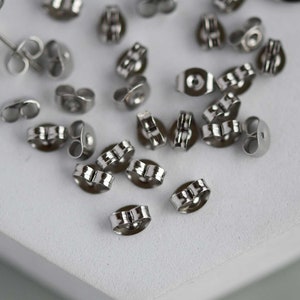 100/500/1000pcs -Stainless Steel Earrings Stoppers - 4x6mm Back Secure Locking for Studs ,Butterfly Earring Nut Stopper ,Earring Backs-BXG07
