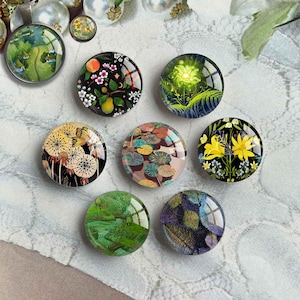 Cabochon en forme de feuille de lotus, dôme en verre avec image de plantes, camée avec image de fleurs, 10 mm 12 mm 14 mm 16 mm 18 mm 20 mm 25 mm 30 mm 35 mm 40 mm dôme en verre (FJ5417)