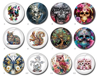 Schedel Cabochon, Uil afbeelding Glazen koepel, Steampunk Glazen Foto Cameo, 10mm 12mm 14mm 16mm 18mm 20mm 25mm 30mm 35mm 40mm Glazen Charms(FJ4436)